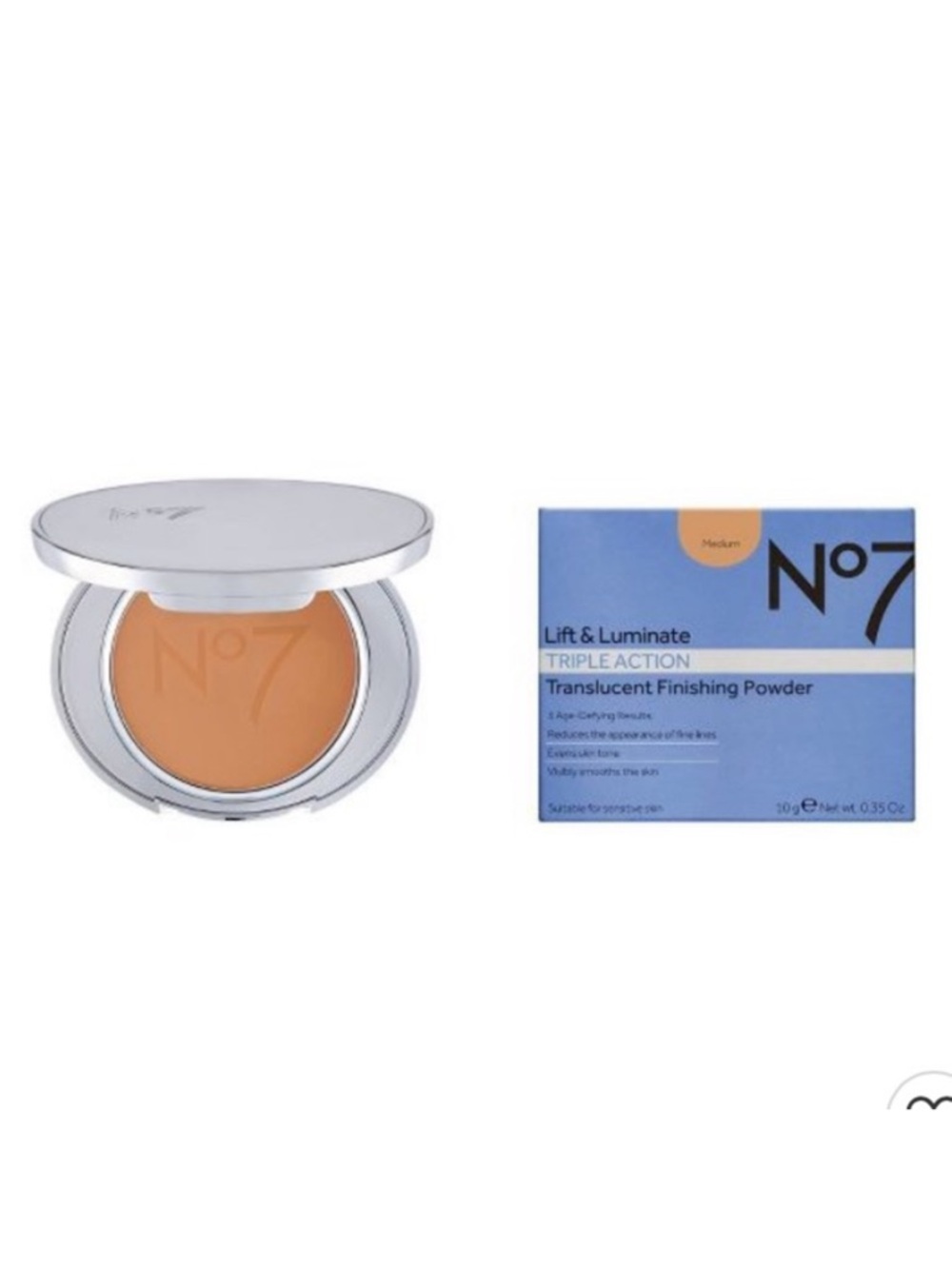 No7 Lift & Luminate Triple Action Translucent Finishing Powder Color Medium NIP